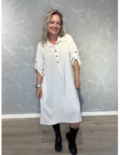 Sand lang tunika i 100% bomuld med knapper og opsmøg – TIPPY Italian Select TIPPY
