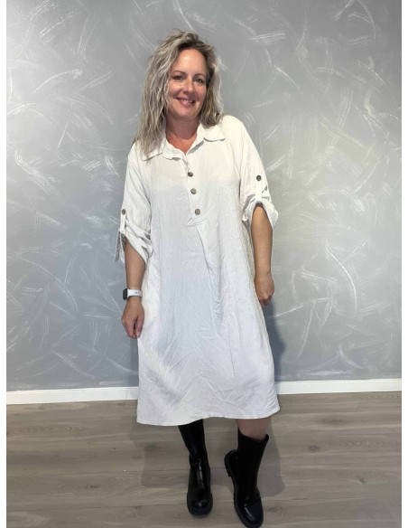 Sand lang tunika i 100% bomuld med knapper og opsmøg – TIPPY Italian Select TIPPY