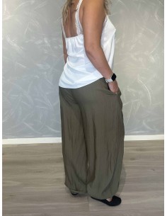 Khaki ballonbukser i viskose, nylon og hør med elastik og lommer – TIPPY Italian Select TIPPY 2