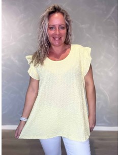 Gul bluse i 50% viskose og 50% polyester med struktur og rygdetalje – TIPPY Italian Select
