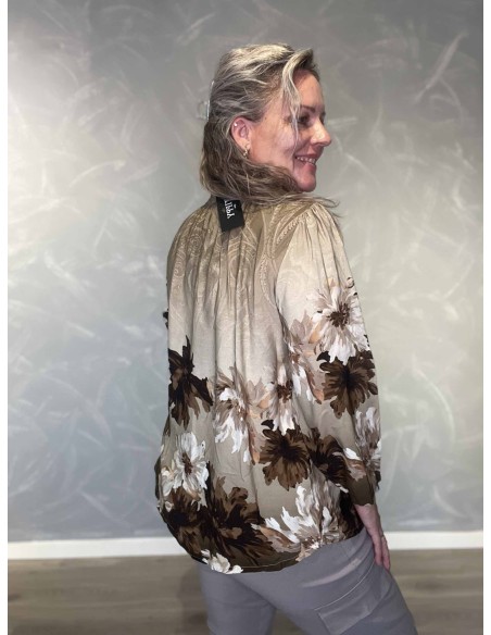 Bagside af beige blomstret skjorte til kvinder – TIPPY