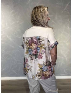 Sandfarvet bluse i viskose med ensfarvet front – TIPPY Italian Select 2