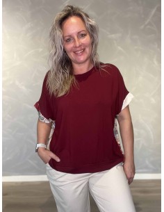 Bordeaux bluse i viskose med ensfarvet front – TIPPY Italian Select
