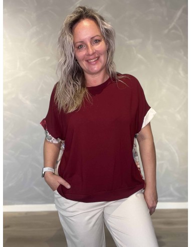 Bordeaux bluse i viskose med ensfarvet front – TIPPY Italian Select