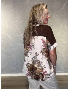 Brun bluse i viskose med ensfarvet front – TIPPY Italian Select 2