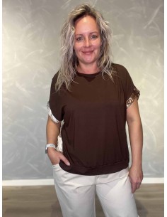 Brun bluse i viskose med ensfarvet front – TIPPY Italian Select