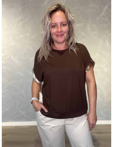 Brun bluse i viskose med ensfarvet front – TIPPY Italian Select