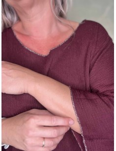 Bordeaux oversize bluse i viskose og elastan med sølvkanter – TIPPY Collection 2