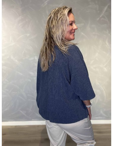 Bagside af jeansblå oversize bluse til kvinder – TIPPY