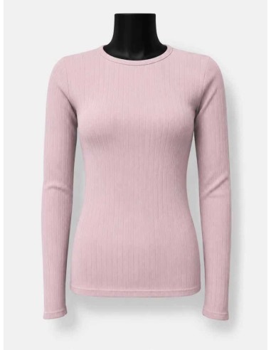 Langærmet rib bluse | Rose | TIPPY