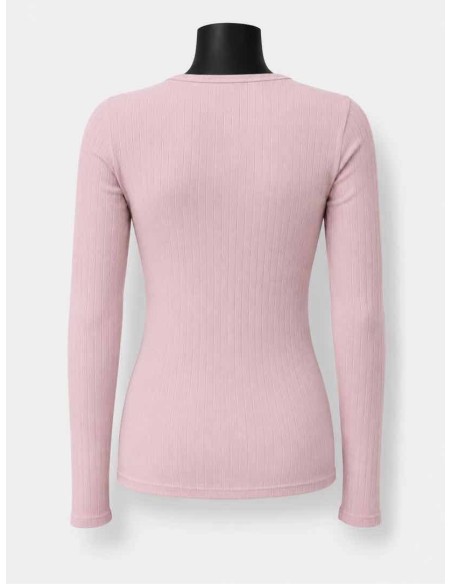 Langærmet rib bluse | Rose | TIPPY