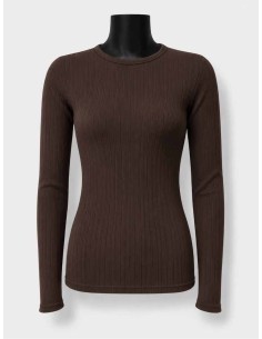 Langærmet Rib Bluse i Nougat | 100% Bomuld | TIPPY