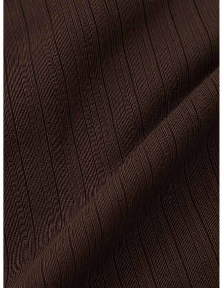 Langærmet Rib Bluse i Nougat | 100% Bomuld | TIPPY