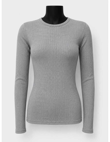 Langærmet Basis Bluse i Grå | Bomuld & Polyester | TIPPY
