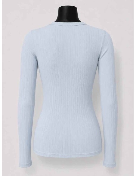 Langærmet rib bluse | Sky | TIPPY