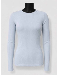 Langærmet rib bluse | Sky | TIPPY