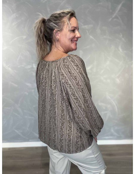 Bagside af taupe bluse til kvinder – TIPPY