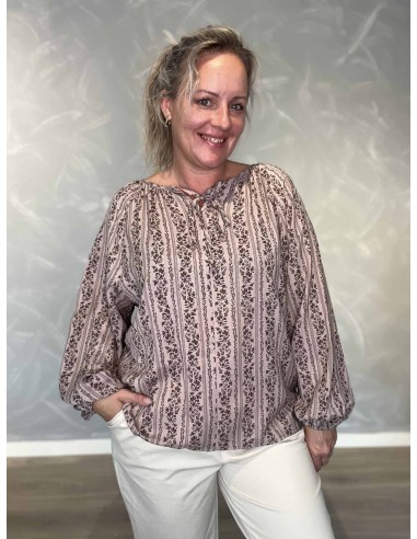 Antic Rose bluse i polyester og viskose med bindebånd – Design by TIPPY
