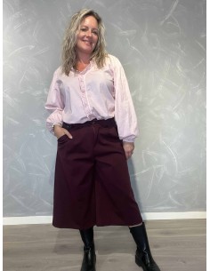 Bordeaux culottebukser i viskose, polyamid og elastan med brede ben – TIPPY Collection