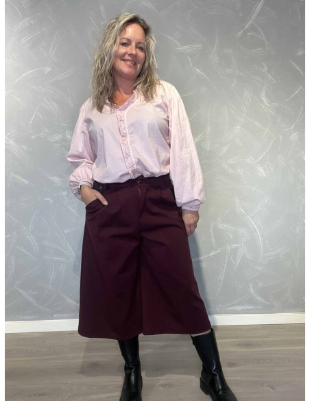 Bordeaux culottebukser i viskose, polyamid og elastan med brede ben – TIPPY Collection