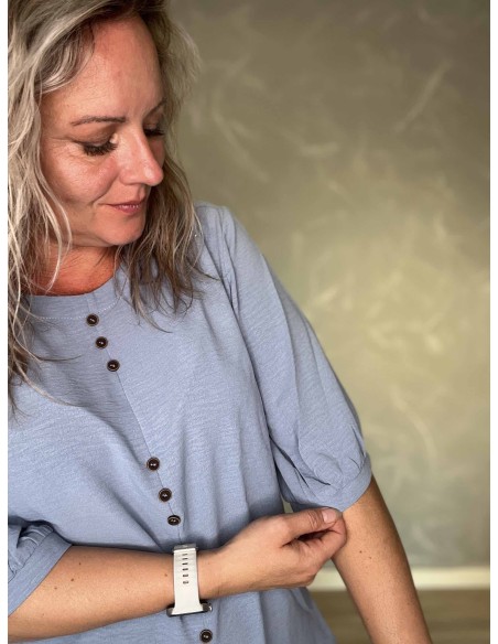 Antik blå bluse med tre sæt knapper | TIPPY