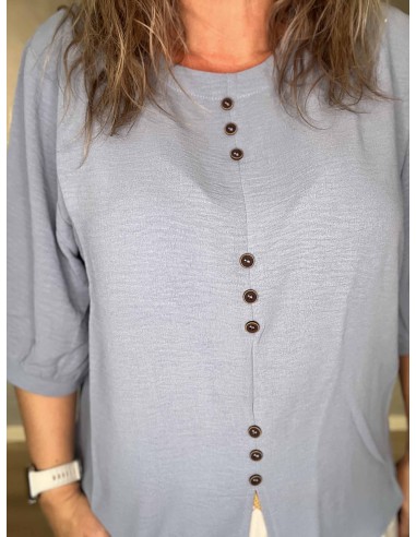 Antik blå bluse med tre sæt knapper | TIPPY