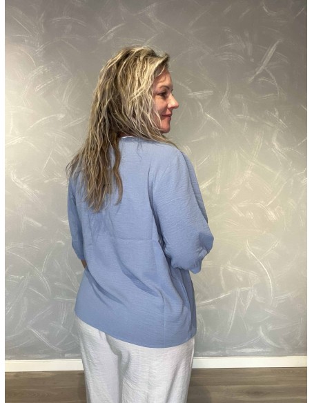 Antik blå bluse med tre sæt knapper | TIPPY
