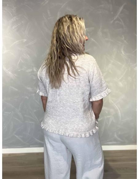 Bagside af beige strikbluse til kvinder – TIPPY
