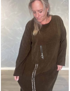 “Brun fløjlskjole i polyester, viskose og elastan med lynlåsdetaljer – TIPPY Italian Select 2