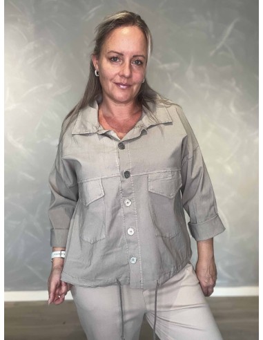 Lys grå utilityjakke i viskose, polyester og elastan med snøre – TIPPY Collection