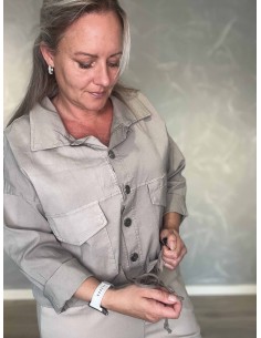 Lys grå utilityjakke i viskose, polyester og elastan med snøre – TIPPY Collection 2