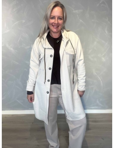 Sand cardiganjakke i viskose, polyester og elastan med hætte – TIPPY Italian Select