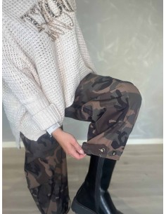 Army baggybukser i bomuld og elastan med justerbare ankeldetaljer – TIPPY Italian Select 2