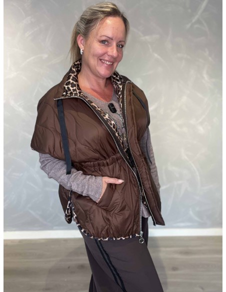 Brun vatteret vest i polyester med justerbar talje – TIPPY Italian Select