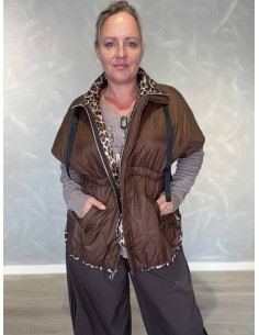 Brun vatteret vest i polyester med justerbar talje – TIPPY Italian Select
