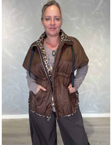Brun vatteret vest i polyester med justerbar talje – TIPPY Italian Select
