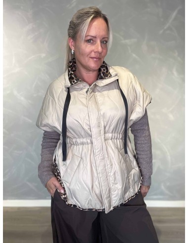 Beige vatteret vest i polyester med justerbar talje – TIPPY Italian Select