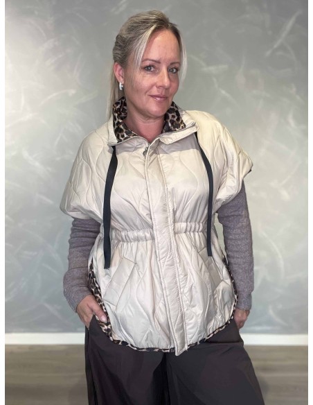Beige vatteret vest i polyester med justerbar talje – TIPPY Italian Select