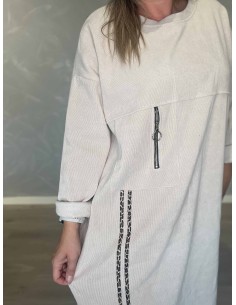 Sand fløjlskjole i polyester, viskose og elastan med lynlåsdetaljer – TIPPY Italian Select 2