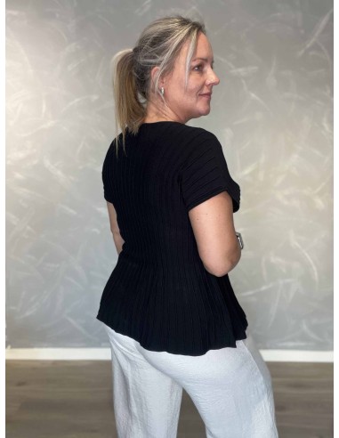 Bagside af sort ribbluse til kvinder – TIPPY