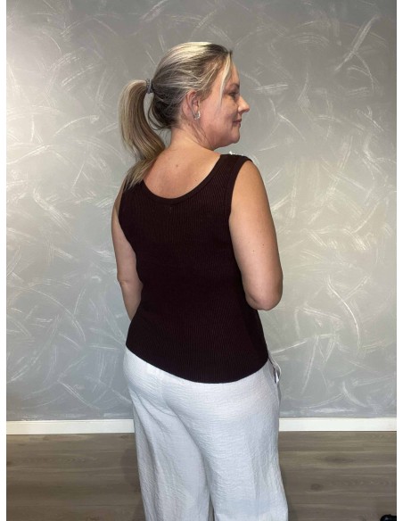 Bagside af brun striktop til kvinder – TIPPY