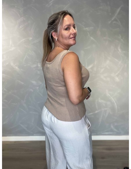 Bagside af beige striktop til kvinder – TIPPY