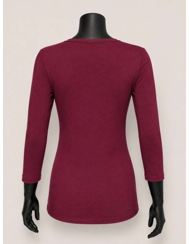 3/4 Ærmet Basis Bluse i vin-rød | Viskose & Elastan | TIPPY