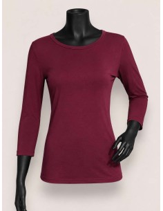 3/4 Ærmet Basis Bluse i vin-rød | Viskose & Elastan | TIPPY