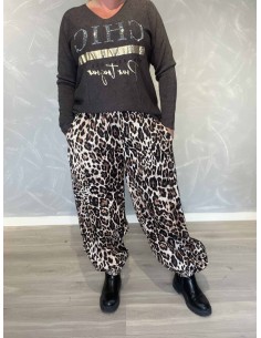 Brune baggybukser med sidestriber | TIPPY