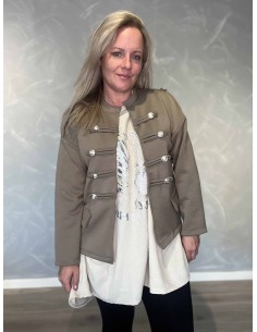 Beige uniformsjakke i polyester, viskose og elastan med pynteknapper – TIPPY Collection