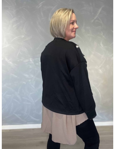 Bagside af sort uniformsjakke til kvinder – TIPPY