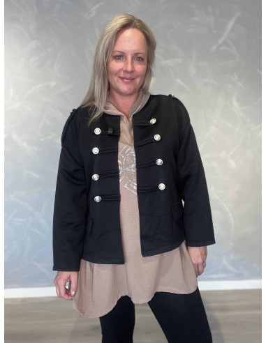 Sort uniformsjakke i polyester, viskose og elastan med pynteknapper – TIPPY Collection