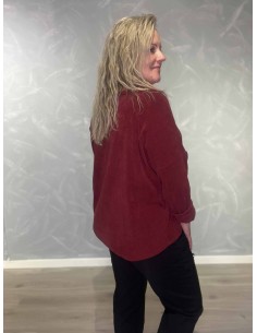 Bordeaux fløjlsbluse i 95% polyester og 5% elastan med lange ærmer – TIPPY Italian Select 2