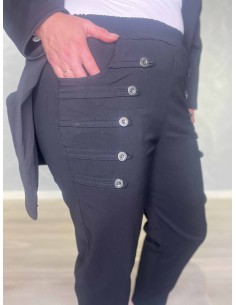 Sorte uniformsbukser i viskose og elastan med dobbelte knaprækker – TIPPY Italian Select 2